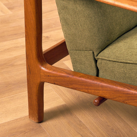 Swedish armchair and stool in teak by Bröderna Andersson, Ekenässjön