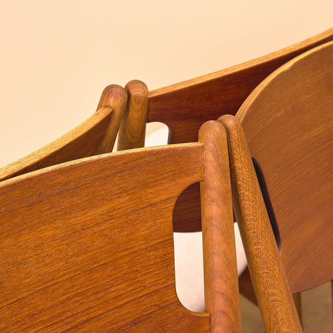 Danish dining chairs in teak and oak, Model 42A by Helge Sibast for Sibast