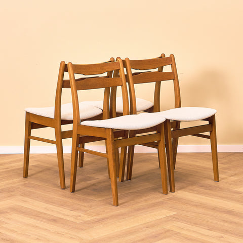 Danish dining chairs in teak and beech by Findahl