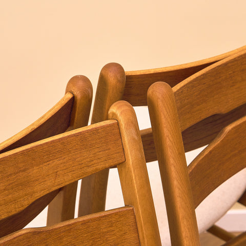 Danish dining chairs in teak and beech by Findahl