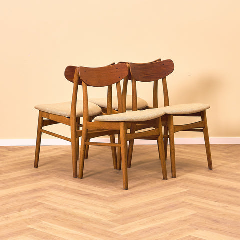 Danish dining chairs in teak and oak