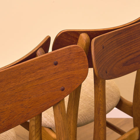 Danish dining chairs in teak and oak