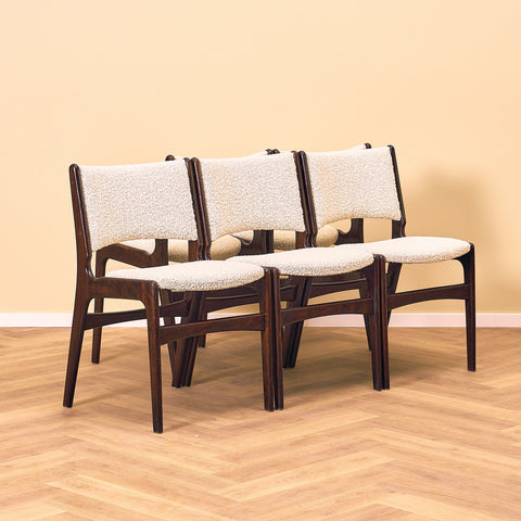 Danish dining chairs in mahogany by Erik Buch, model 98