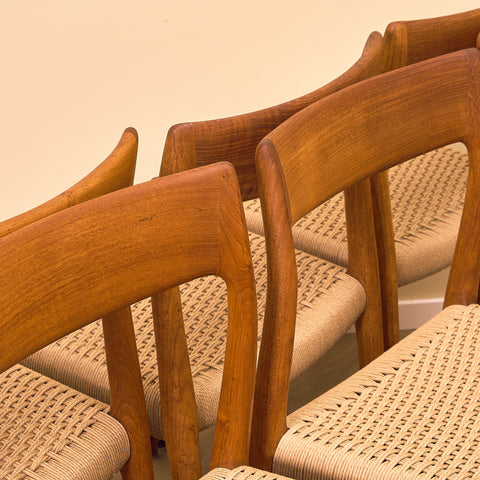 Danish dining chairs in solid teak  model 77, by Niels Otto Møller for J.L. Møllers Møbelfabrik
