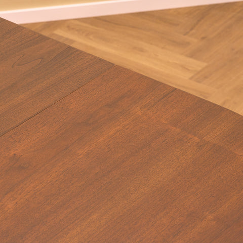 Danish oval dining table in stained teak and beech