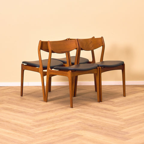 Danish dining chairs in teak by P.E. Jørgensen for Farsø Stolefabrik