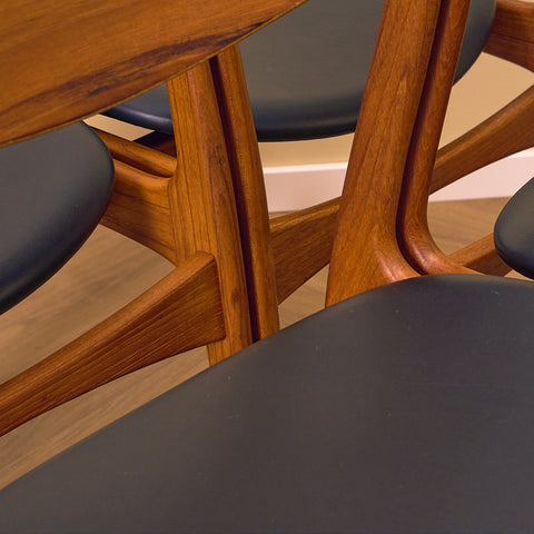 Danish dining chairs in teak by P.E. Jørgensen for Farsø Stolefabrik