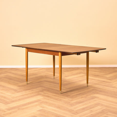 Swedish dining table in teak and beech