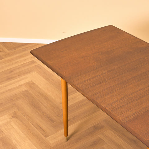 Swedish dining table in teak and beech