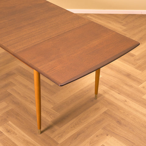 Swedish dining table in teak and beech