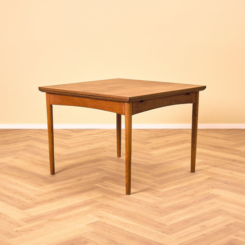 Danish square dining table in teak and oak