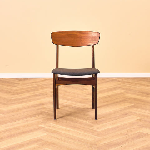 Danish dining chairs in teak & walnut