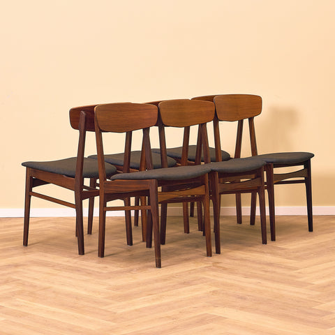 Danish dining chairs in teak & walnut