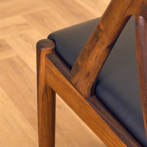 Danish dining chairs in Santos rosewood by Kai Kristiansen for Schou Andersen, model 31
