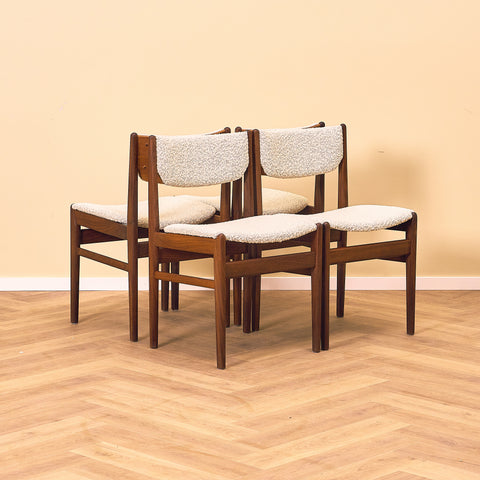 Danish dining chairs in teak and walnut