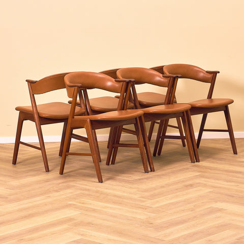 Danish dining chairs in solid teak, model 32 by Kai Kristiansen for Korup Stolefabrik