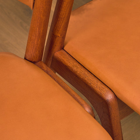 Danish dining chairs in solid teak, model 32 by Kai Kristiansen for Korup Stolefabrik