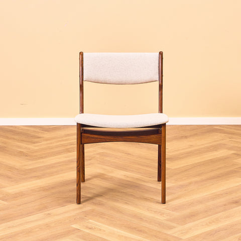 Danish set of 6 dining chairs in solid Santos rosewood by Erik Buch