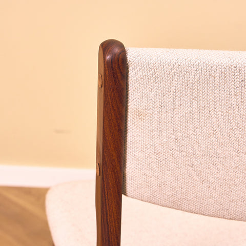 Danish set of 6 dining chairs in solid Santos rosewood by Erik Buch