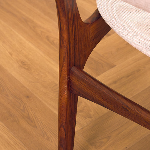 Danish set of 6 dining chairs in solid Santos rosewood by Erik Buch