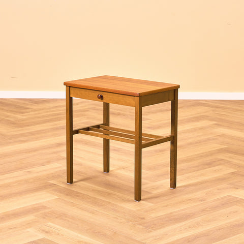 Swedish side table in teak and beech