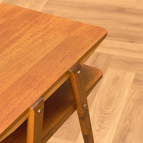 Swedish side table in teak and beech