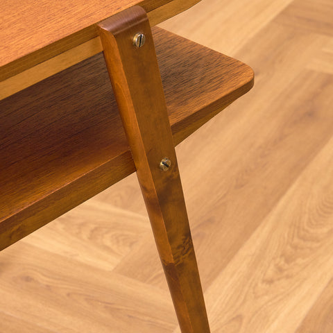 Swedish side table in teak and beech