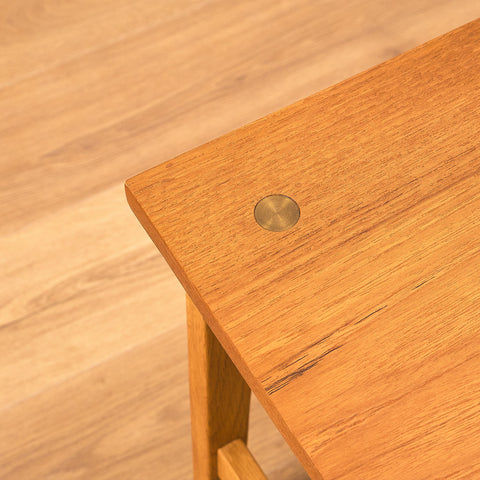 Swedish side table in teak and oak
