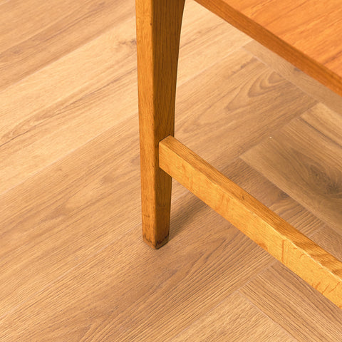 Swedish side table in teak and oak