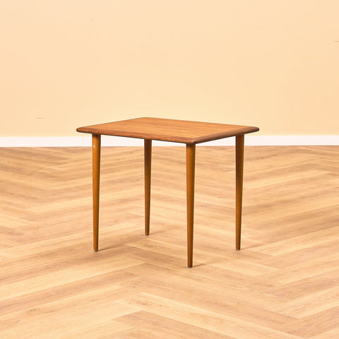 Swedish side table in teak and beech