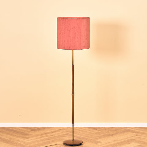 Swedish floor lamp in teak & brass