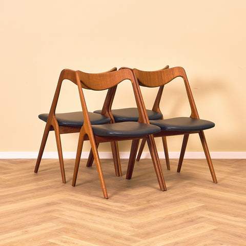 Swedish dining chairs in teak by Albin Johansson & Söner, Hyssna