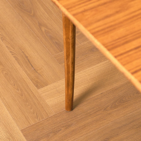 Swedish round dining table in teak and beech