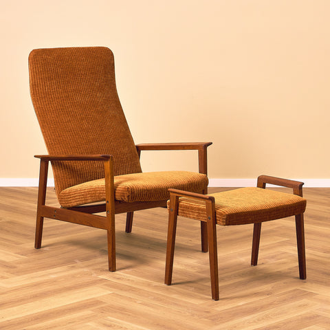 Swedish armchair and stool in teak by Kock Möbler AB, Malmö