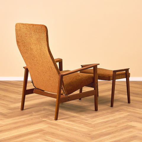 Swedish armchair and stool in teak by Kock Möbler AB, Malmö