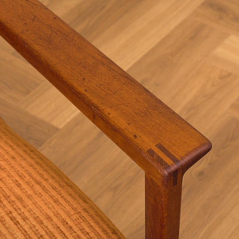 Swedish armchair and stool in teak by Kock Möbler AB, Malmö