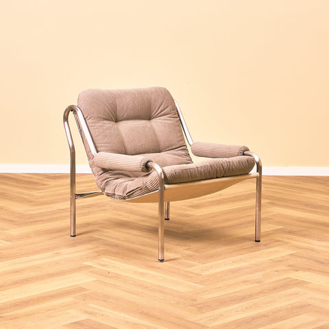 Swedish chrome armchair in chrome, possibly by IKEA