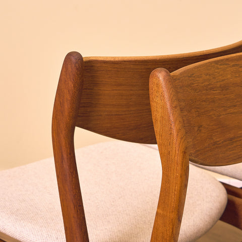 Danish dining chairs in teak by P.E. Jørgensen for Farso Stolefabrik