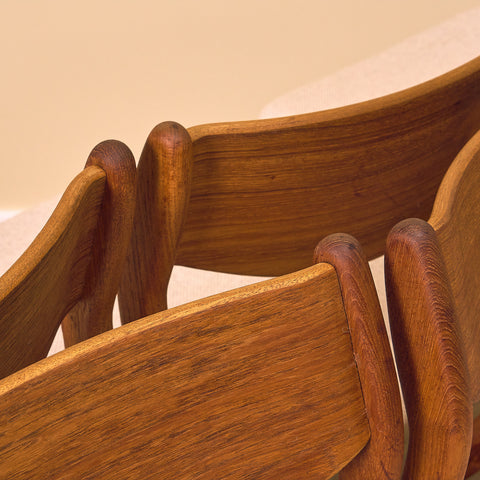 Danish dining chairs in teak by P.E. Jørgensen for Farso Stolefabrik