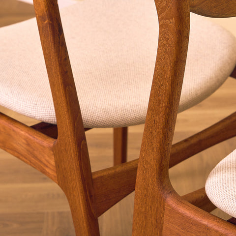 Danish dining chairs in teak by P.E. Jørgensen for Farso Stolefabrik