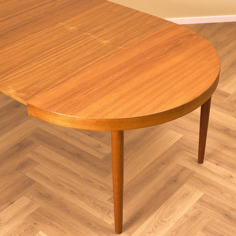 Danish round dining table in teak by Willy Schou Andersen