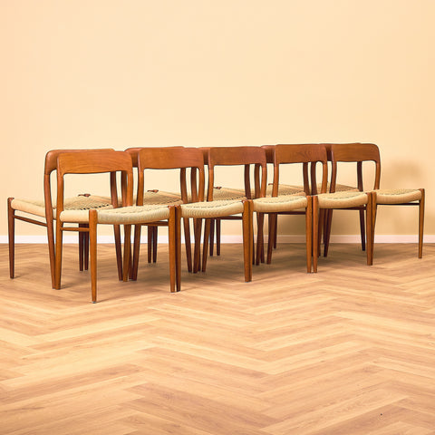 Danish dining chairs in solid teak by Niels Otto Møller for J.L. Møllers, model 75