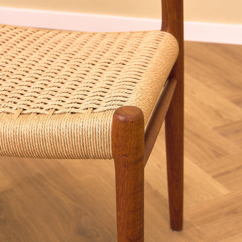 Danish dining chairs in solid teak by Niels Otto Møller for J.L. Møllers, model 75