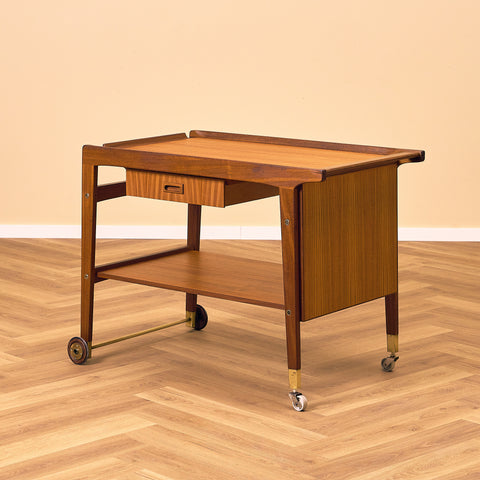 Swedish serving trolley in teak and walnut by AB Skaraborgs Möbelindustri, Tibro