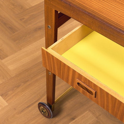 Swedish serving trolley in teak and walnut by AB Skaraborgs Möbelindustri, Tibro