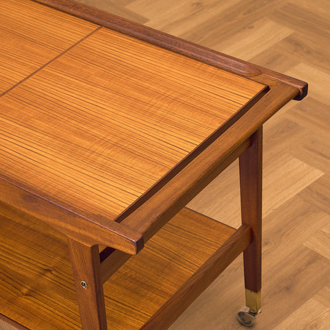 Swedish serving trolley in teak and walnut by AB Skaraborgs Möbelindustri, Tibro