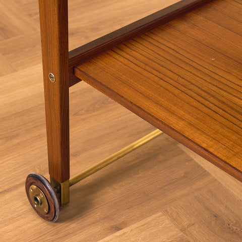 Swedish serving trolley in teak and walnut by AB Skaraborgs Möbelindustri, Tibro