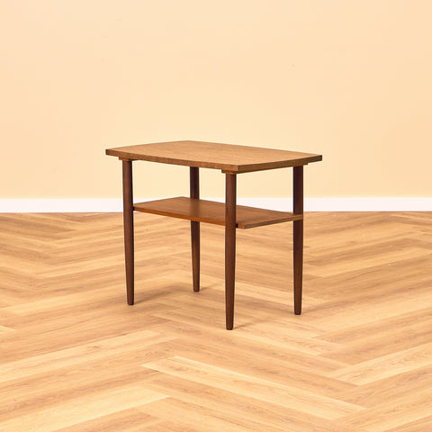 Swedish small side table in teak and walnut