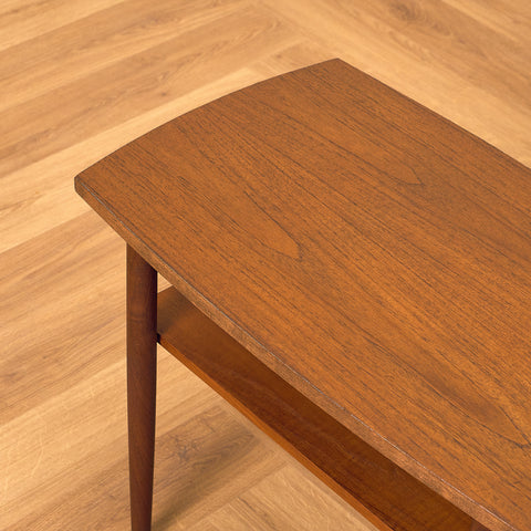 Swedish small side table in teak and walnut