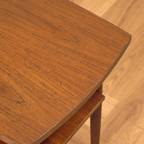 Swedish small side table in teak and walnut